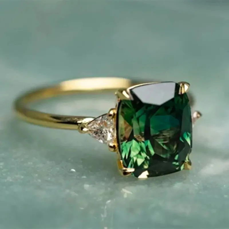 Huitan Luxury Bright Zirconia Ring Female 4 Colors Available Finger Jewelry for Women Fashion Wedding Ceremony Accessories Gift
