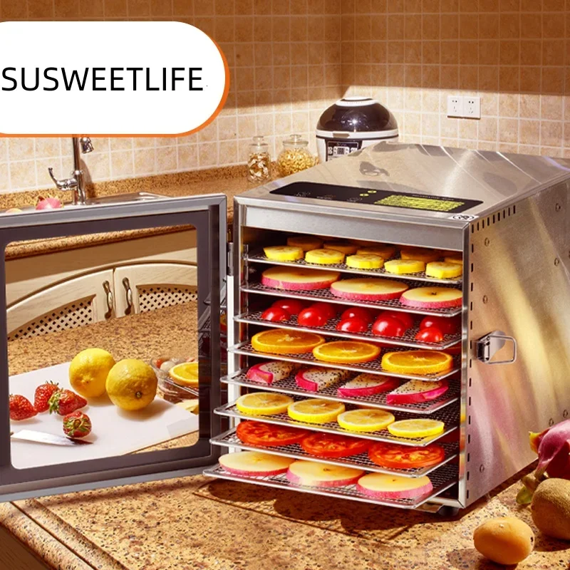 

8-лоточный дегидратор для пищевых продуктов, машина из нержавеющей стали, бытовая сушилка для овощей и фруктов с цифровым таймером для дома, электрическая сушилка для пищевых продуктов