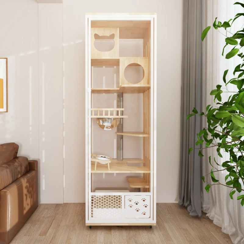 Kattenbakvulling luxe glazen kattenhuis huishouden neemt geen binnenkattenhuis in beslag