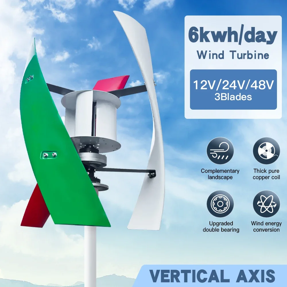 Newly Upgraded 5 KW 24V 48V Vertical Axis Maglev Low-Speed Wind Turbine ， Free Energy And Low Noise For Household Use 220V