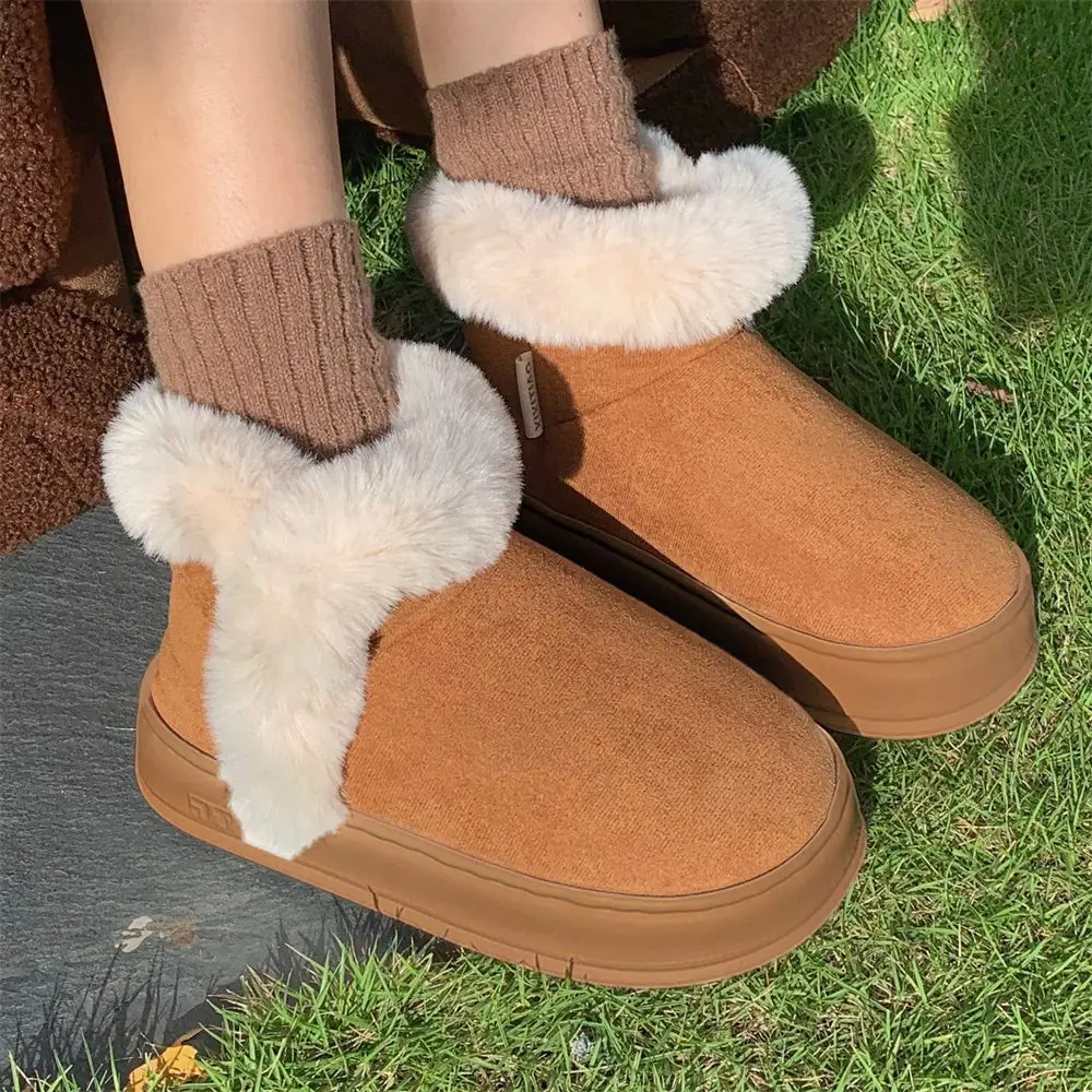 Women's Retro Colour-Block Cotton Boots Casual Versatile Outerwear Non-Slip Thick Soles Warm Winter Boots