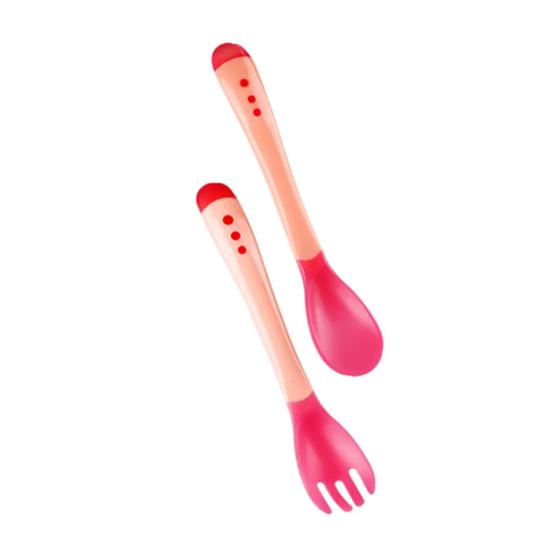 Baby Feeding Spoon Frok Food Grade Silicone Heat Sensitive Spoon for Children Feeding Tableware Temperature Sensitive Spoon Frok