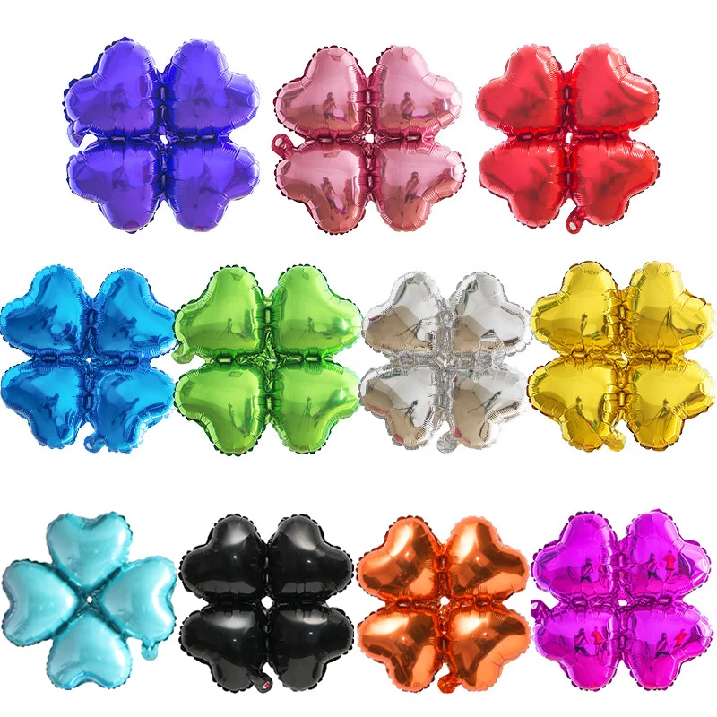 50Pcs Clover Balloons 4 Petals 18inch Heart Shape Foil Globos for St Patrick's Day Decorations Birthday Christmas Party Decor