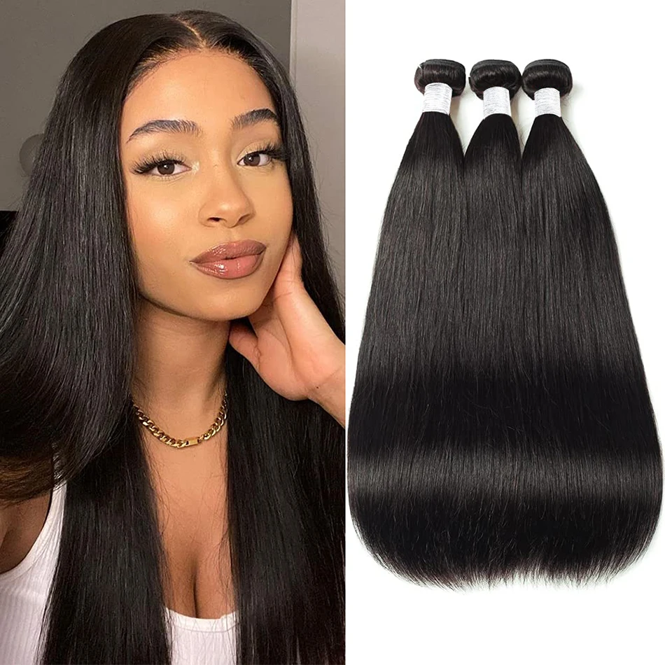 30 Inch Bone Straight Human Hair Weave Bundles 12 A Brazilian Natural Color 100% Remy Human Hair Extension 1 3 4 Bundles Weft