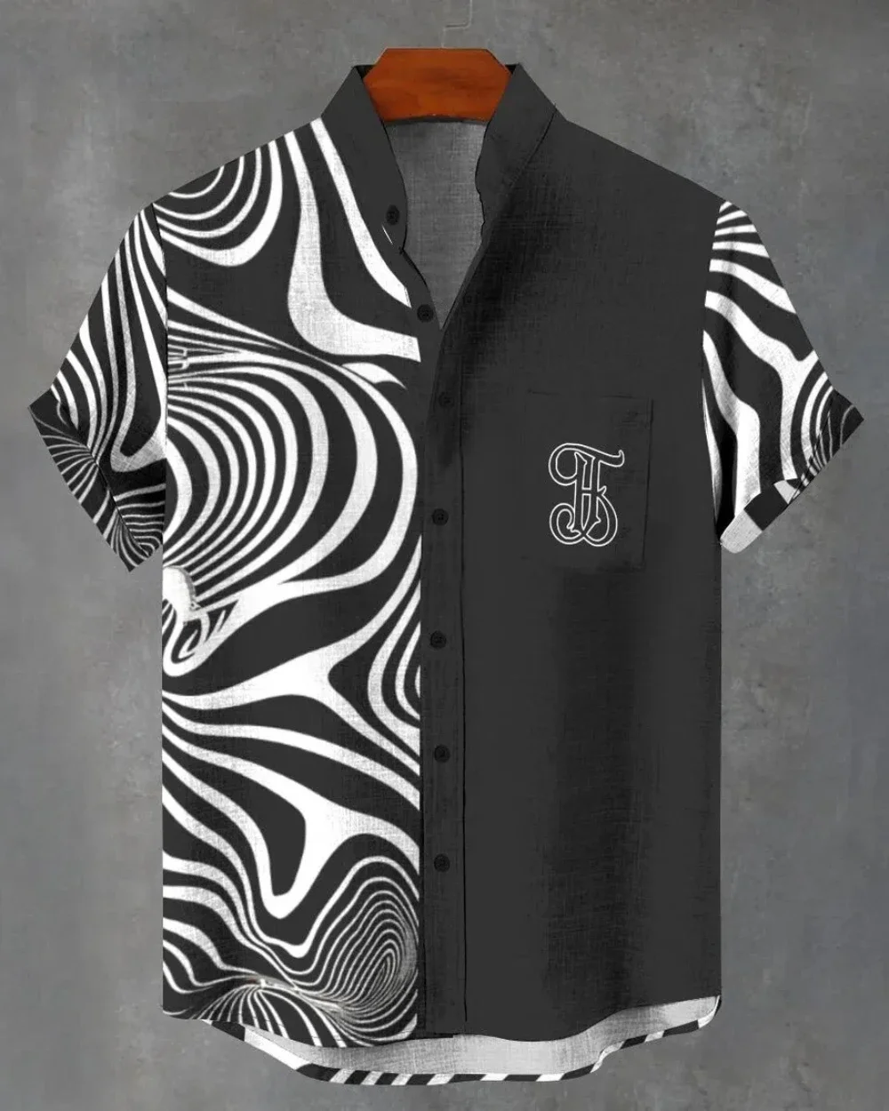 Men's linen short sleeved shirt, a simple, clean, casual, comfortable, and fashionable button top, new collection for summer 202