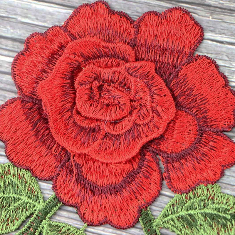 3D Flower Embroidery Applique Patch Colorful Embroidery Patch For Evening Skirt Applique Fabric for Fabric Apparel Sewing 30cm