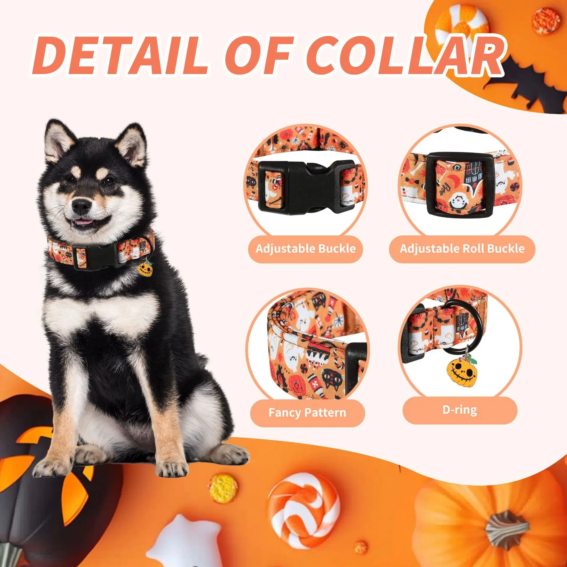 Halloween-Hundehalsbänder: Anti-Biss-Halsabdeckungen und spezielle Halsketten für unterwegs – für große, mittlere und kleine Hunde sowie Katzen – Detail 2