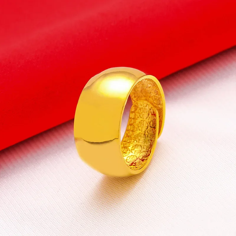 Pria lebar 12mm cincin besar pembukaan dapat disesuaikan 100% 24K cincin emas asli berlapis 999 18K bintang Meteor hujan bersinar perhiasan Pria