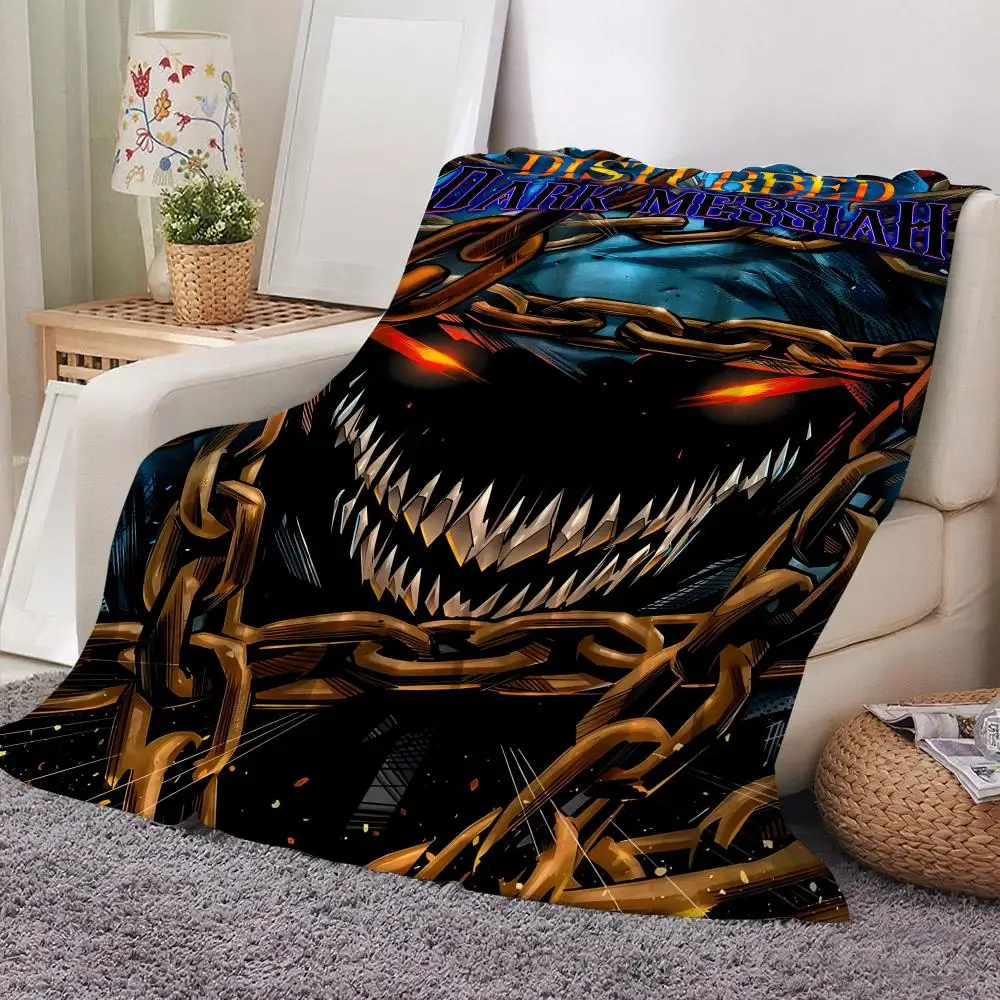 D-Disturbed Band Throw Soft Flannel Throw Blanket Lightweight Cooling Summer AC Nap Blanket for Sofa Bed Couch Travel