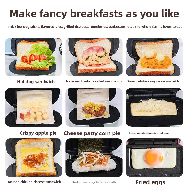 220 /110 Panini hine ini Non-stick Sandwich hine Double-sided Heating Toast Waffle hine ulti Breakfast hines