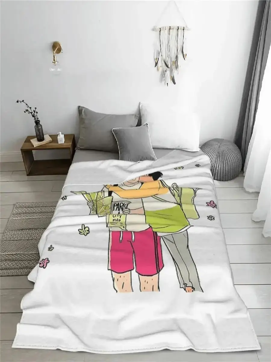 Heartstopper  Rainbow Kawaii Flannel Blanket LGBT Yaoi Boy Love Creative Throws for Home Hotel Sofa Quilt
