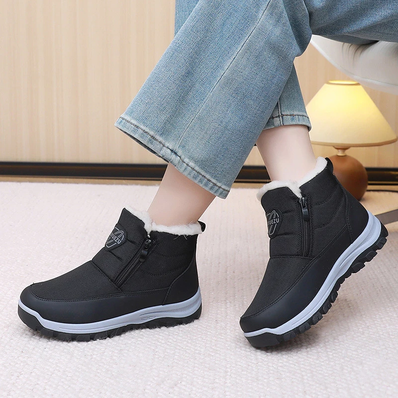 Botas de invierno para mujer, de caña media, con forro polar, impermeables, resistentes al frío, cómodas, con cremallera lateral, para señoras mayores, calzado cálido de algodón.