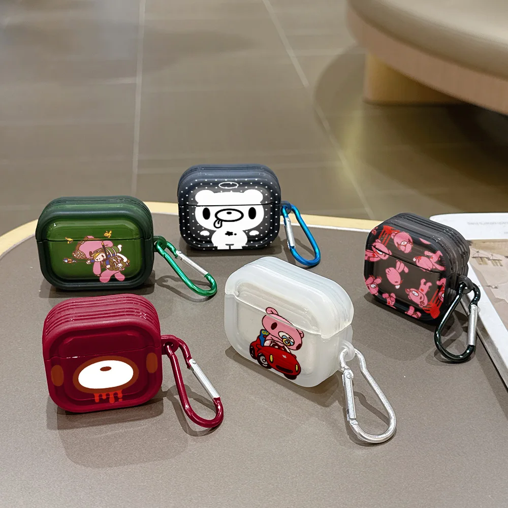 Pink G-Gloomy B-Bear Translucent Silicone Case for Airpods 4 3 Pro 2 1 Wireless earphone Headphone Pro2 Protective Covers