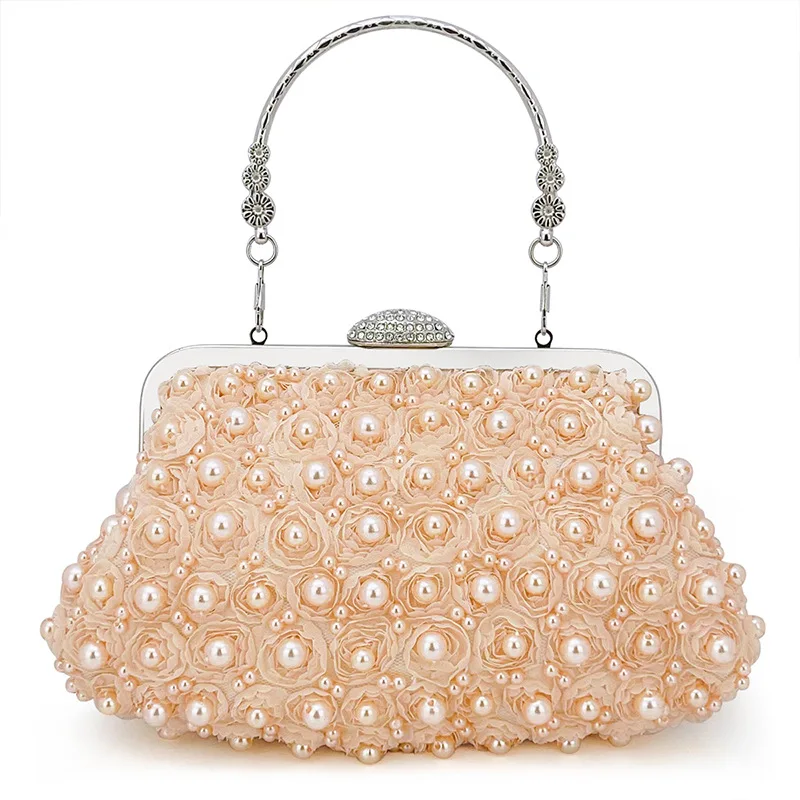 New Retro Pearl Banquet Bag Handmade Beaded Wedding Women's Handbag Luxury Versatile Multi Functional Texture Crossbody Wallet