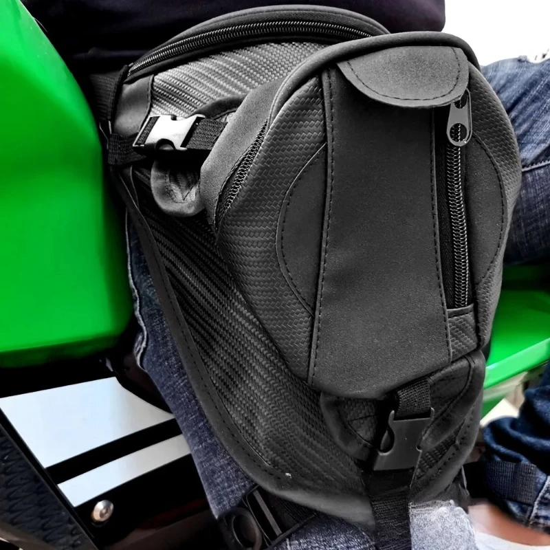 

Motorcycle Leg Bag Waterproof Carbon Fiber Motorbike Drop Thigh Bag Multifunctional Waist Pack Outdoor Riding Hip Bag For Men Wo