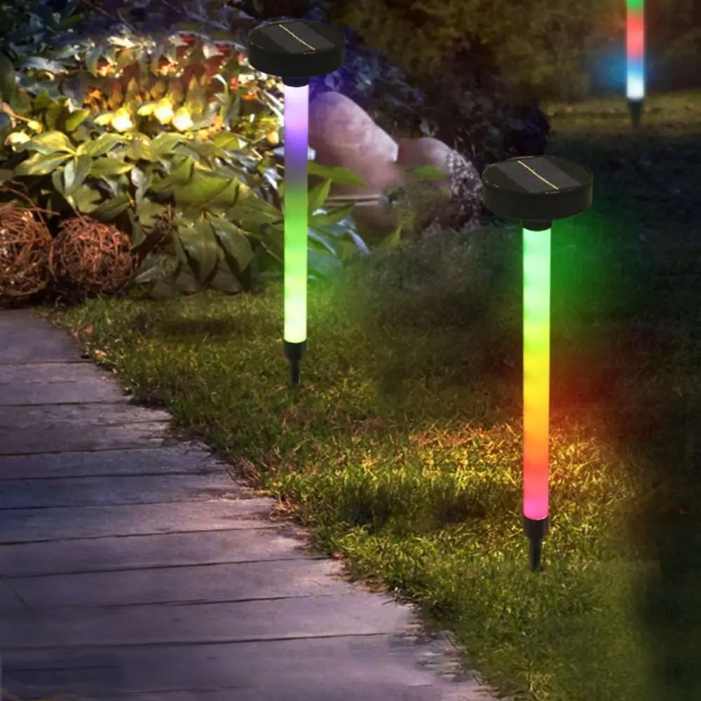تصميم مقاوم للماء أضواء المسار الشمسية بطارية 1200 مللي أمبير في الساعة 10LED الإضاءة في الهواء الطلق مصباح الحديقة RGB LED تعمل بالطاقة الشمسية