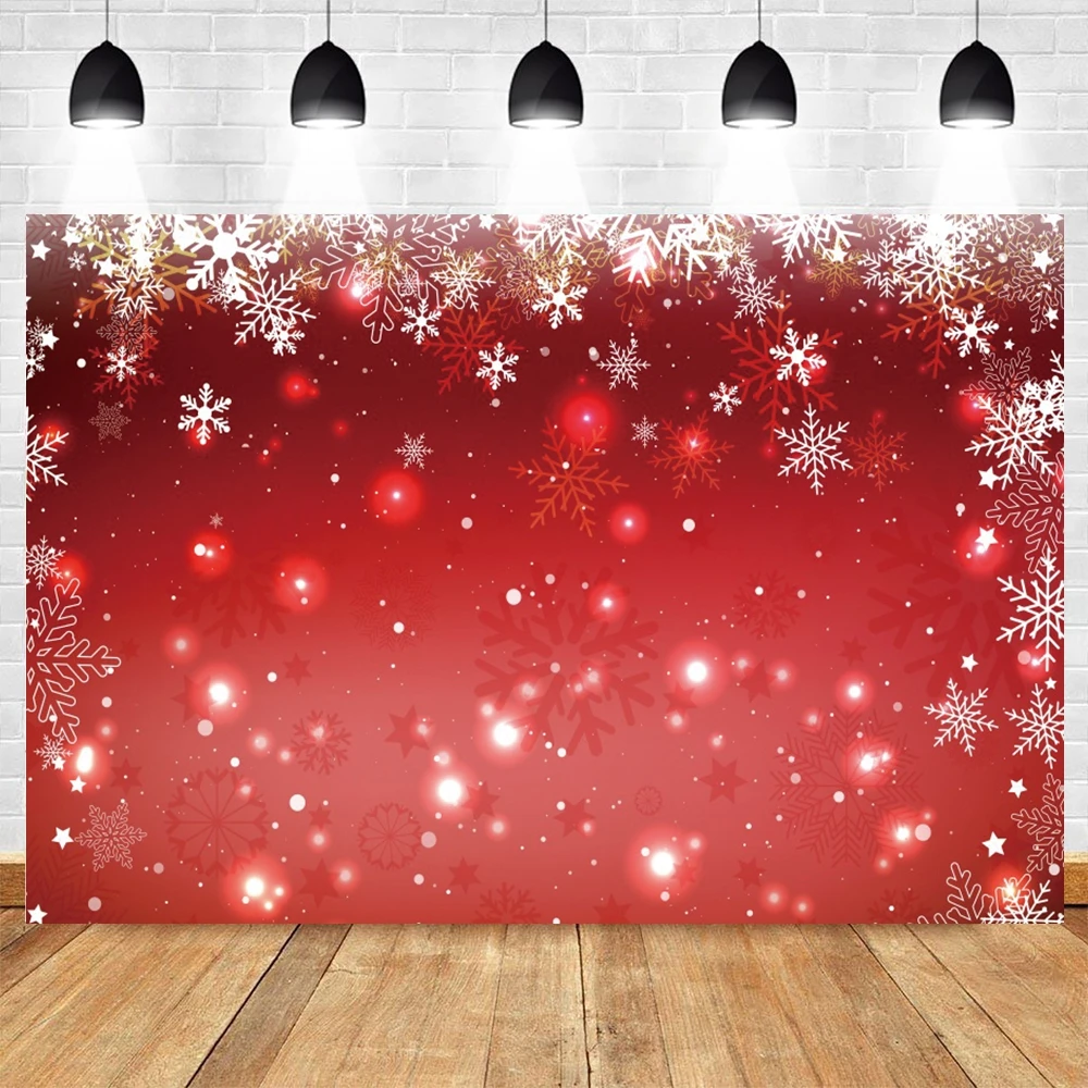 Christmas Backdrop Photography Glitter Snowflake Red Colour Merry Christmas Party Birthday Decoration Photographic Background