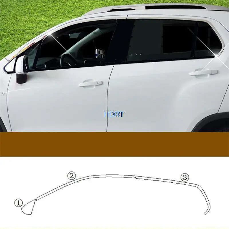 Car Sticker Stainless Steel Glass Window Garnish Pillar Middle Column Strip Trim moulding For Chevrolet Trax Tracker 2014-2018