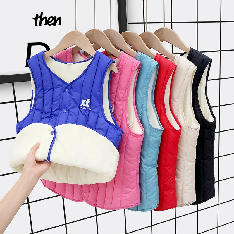 

2024 new children's cotton vest fashion printed boys and girls vest warm inner liner or out vest vest coat 7-14 years old