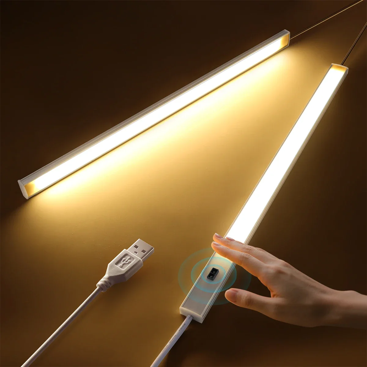 Sensore di movimento a scansione manuale Barra luminosa a LED Tubo USB 5V Guscio in alluminio ad alta luminosità 30/40/50CM Per illuminazione notturna da parete per armadio da cucina