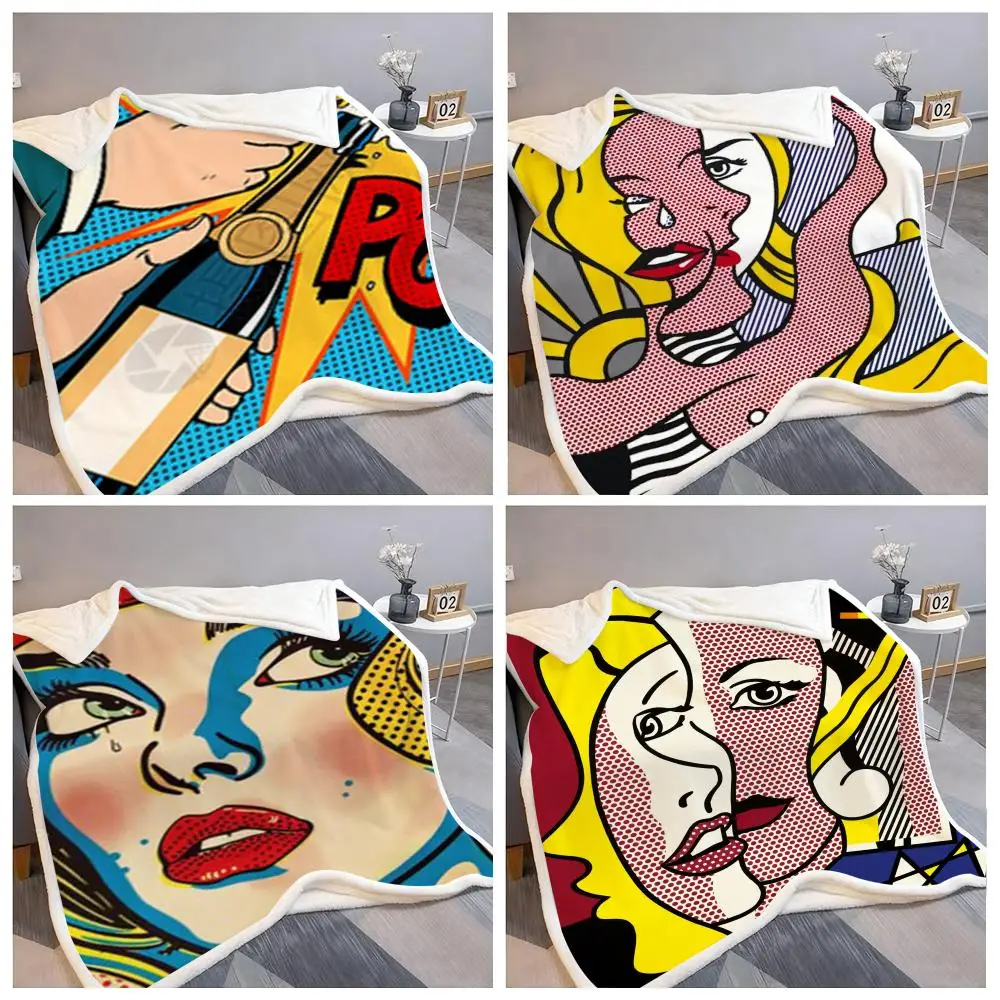 

Roy L-Lichtenstein в стиле поп-арт, классическое фланелевое пушистое мягкое одеяло, теплое, приятное для кожи покрывало для дивана-кровати, офисного сна, зима