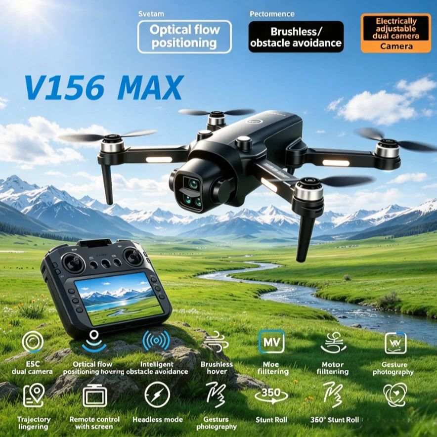 Original V156MAX Brushless GPS Drone 8K Dual Camera 5G WIFI FPV Screen Remote Obstacle Avoidance Foldable RC Aerial Quadcopter