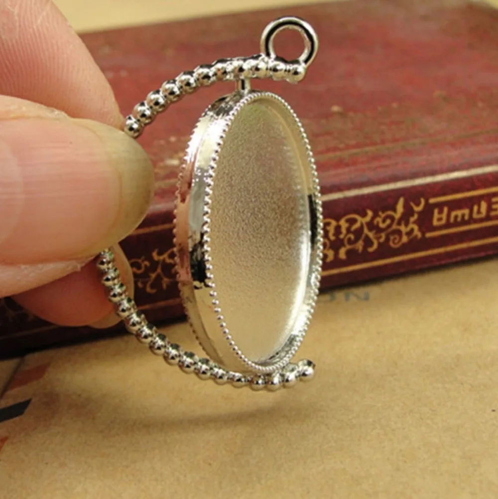 REGELIN – pendentif en Cabochon, 10 pièces, taille intérieure 18/20/25/30mm, Rotation Double face, couleur Rhodium/Bronze, Cabochon, réglage de la Base, breloques