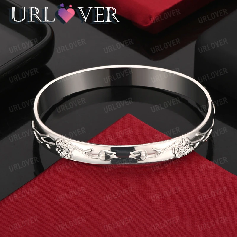 

Women's Charm Jewelry Romantic Wedding Gift Engagement Party 925 Sterling Silver Bangle Fashion High Quality Silver Accessories