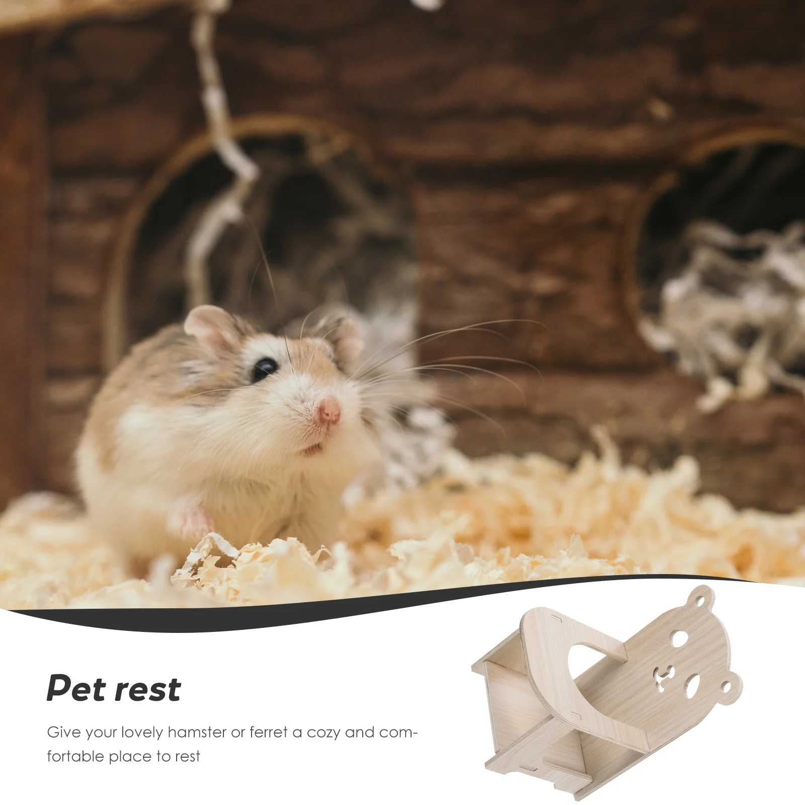 

1 set Hamster Chair Handmade Wooden Feeding High Nest For Guinea Pig Hedgehog Lizard Small Pet Furniture Decor Accessory