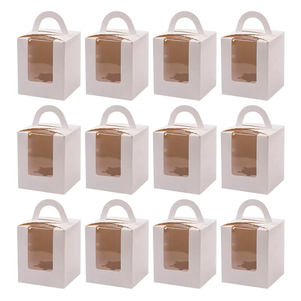 

24 Pcs Cake Packing Boxes Premium Cardboard Window Design Foldable Easy Assembly Safe Odorless Healthy Wedding Birthday Party