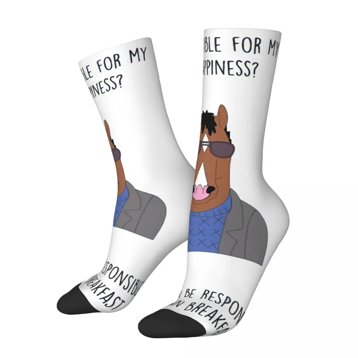 Funny Happy Cute Men\'s Socks Vintage Harajuku B-BoJack Horsemans Hip Hop Novelty Pattern Crew Crazy Sock Gift Printed