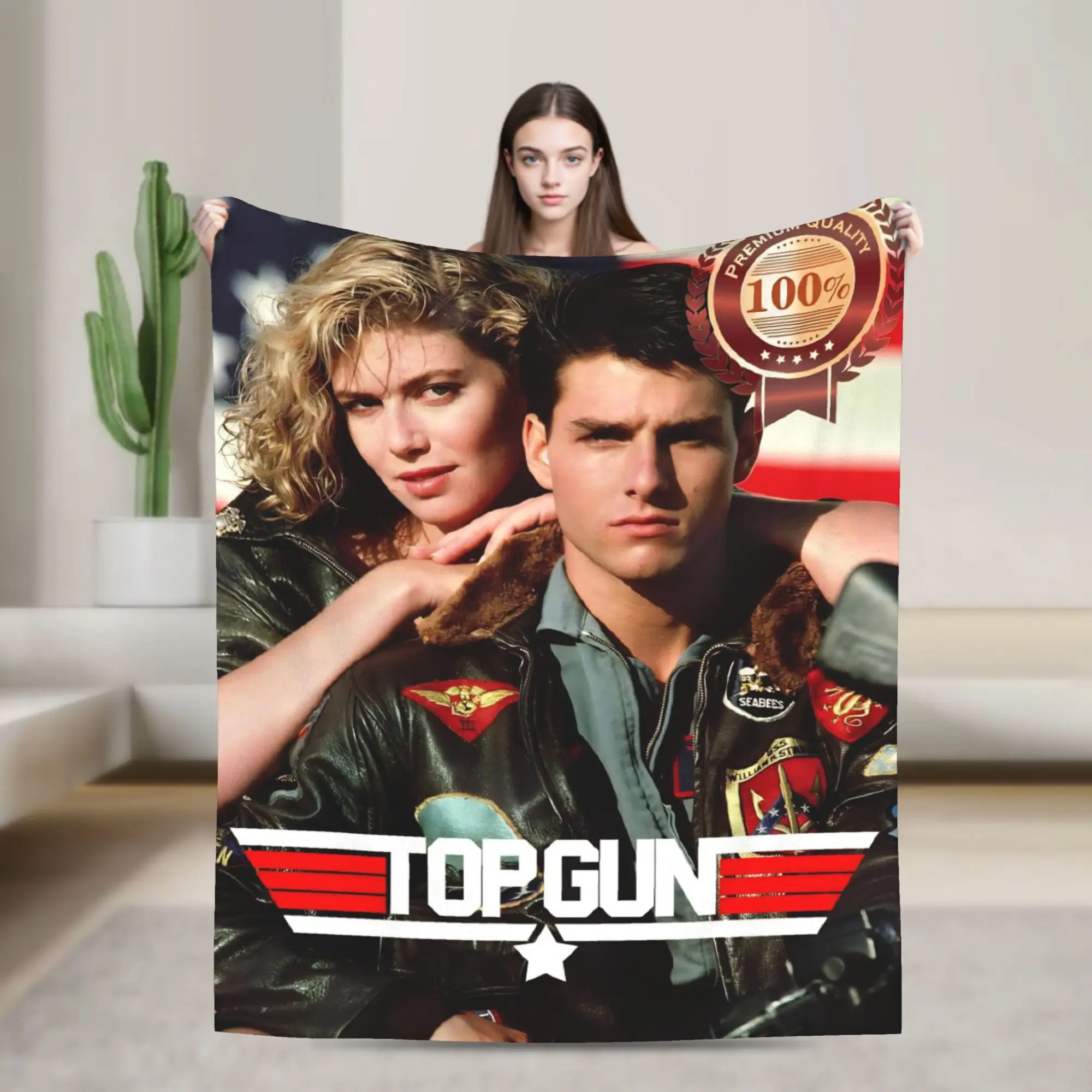 Top Gun Sign Tom Cruise Fighter  Flannel Blanket  Warm Soft Throw Blanket for Couch Bed Travel Pattern Bedspread Sofa Bed Cover