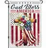 God Bless America 4th of July Garden Flags for Outside 12x18 Inch Double Sided Memorial Day Patriotic Amercian Yard Garden F jjp
