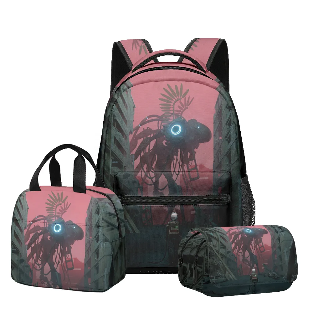 Novità popolare di lusso The Electric State Stampa 3D 3 pezzi / set Borse da scuola per studenti Zaino per notebook da viaggio Borsa per il pranzo Astuccio