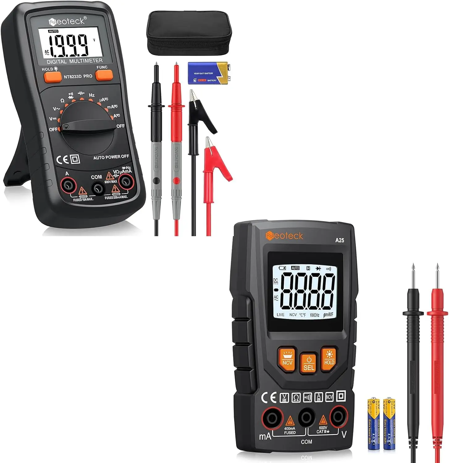 

Professional 2000/4000 Counts Multimeter Kit with Continuity, Diode, NCV, Data Hold, Flashlight