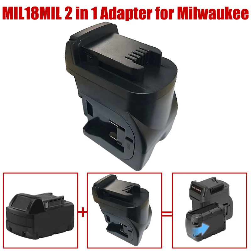 Für Milwaukee Zwei Packungen 18 V M18 Batterien MIL18MIL 2-in-1-Batterieadapter für Milwaukee 18 V Li-Ionen-Akku Akku-Elektrowerkzeuge