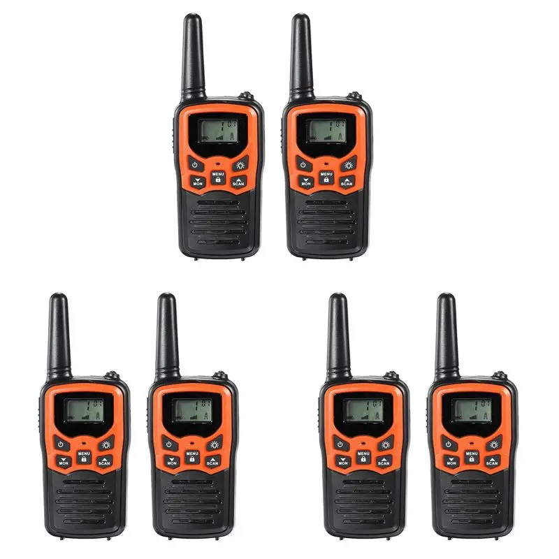 

НОВИНКА! ABKG】 Набор из 6 портативных раций, 22 канала, 10 км, UHF 400-470 МГц, двухдиапазонные, для дальней связи