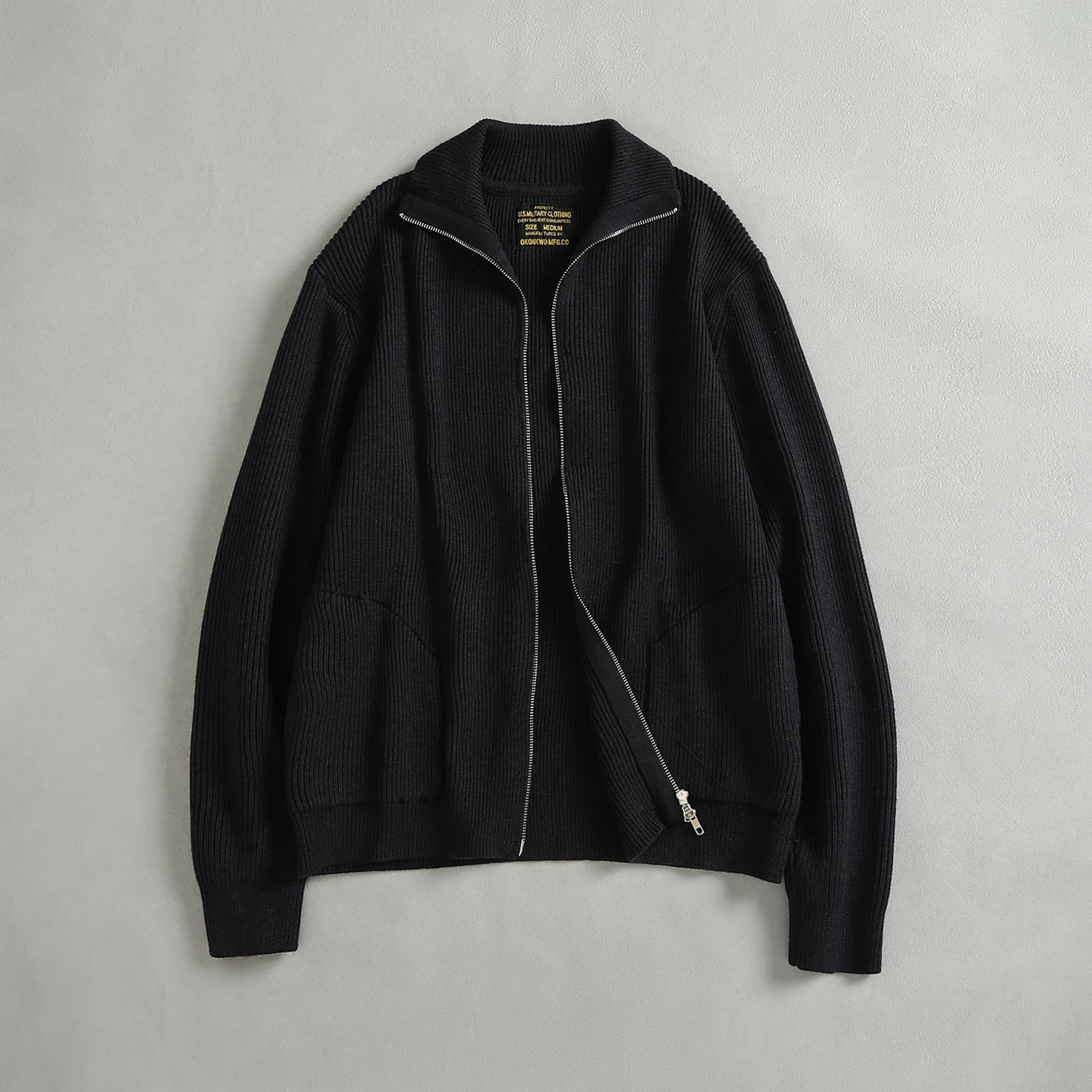 5134# Autumn and Winter New American Retro Wool Blended High-end Thickened Knitwear Men's Stand Collar Cardigan Sweater Jacket