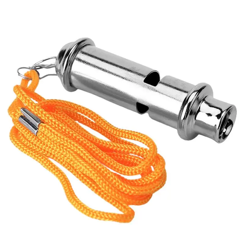 

Loud Whistle Gym Whistle Stainless Steel Metal Loud & Crisp Sound With Lanyard For Coaches Referee Dogs Training & Sports