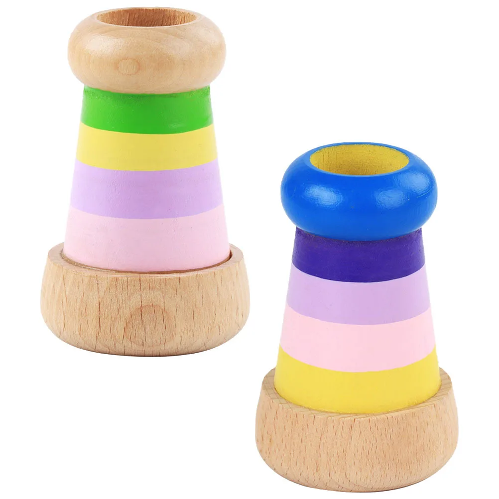 2 قطعة عدسة المشكال الخشبي بولي المنشور للأطفال التعليمية اللعب الملونة الرؤية التدريب تطوير هدية