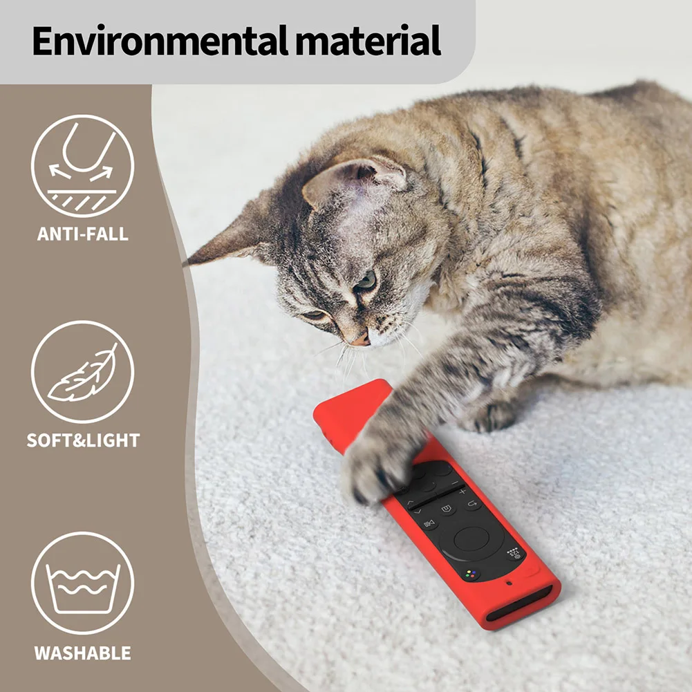 Silicone Case Anti-Fall Shockproof Remote Cover Anti Slip Remote Control Sleeve w/ Lanyard for Samsung BN59-01385A 01358B 01391A