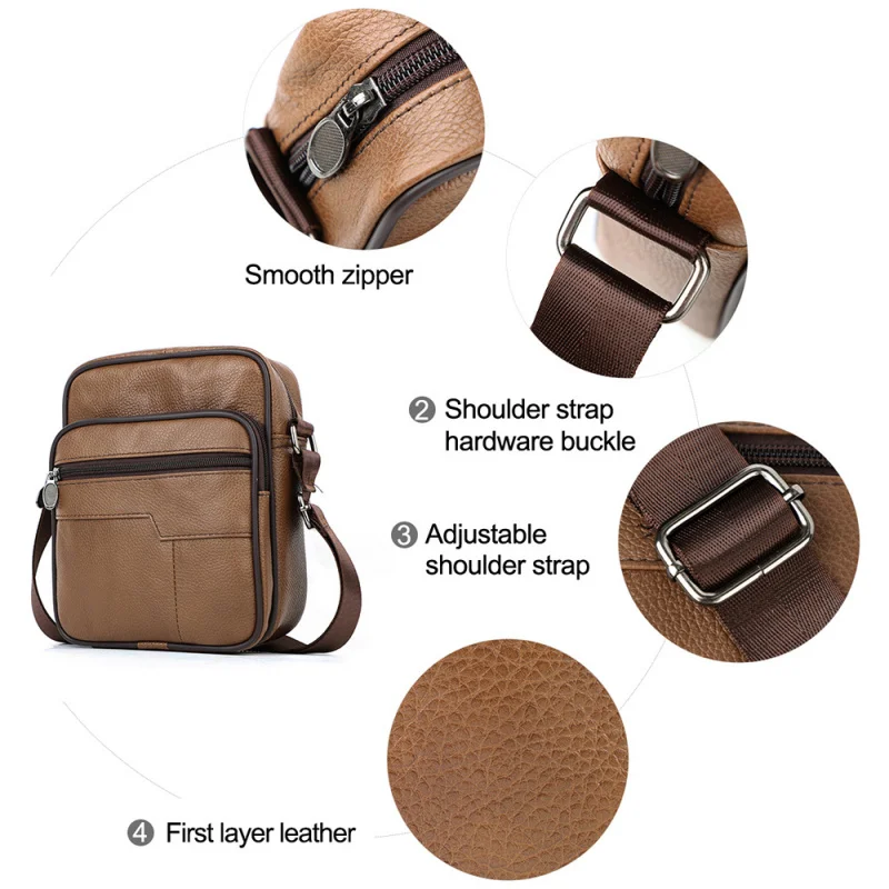 New Trendy Brand Men's Single Shoulder Bag Genuine Leather Mini Casual Versatile Soft Cowhide Crossbody Bag