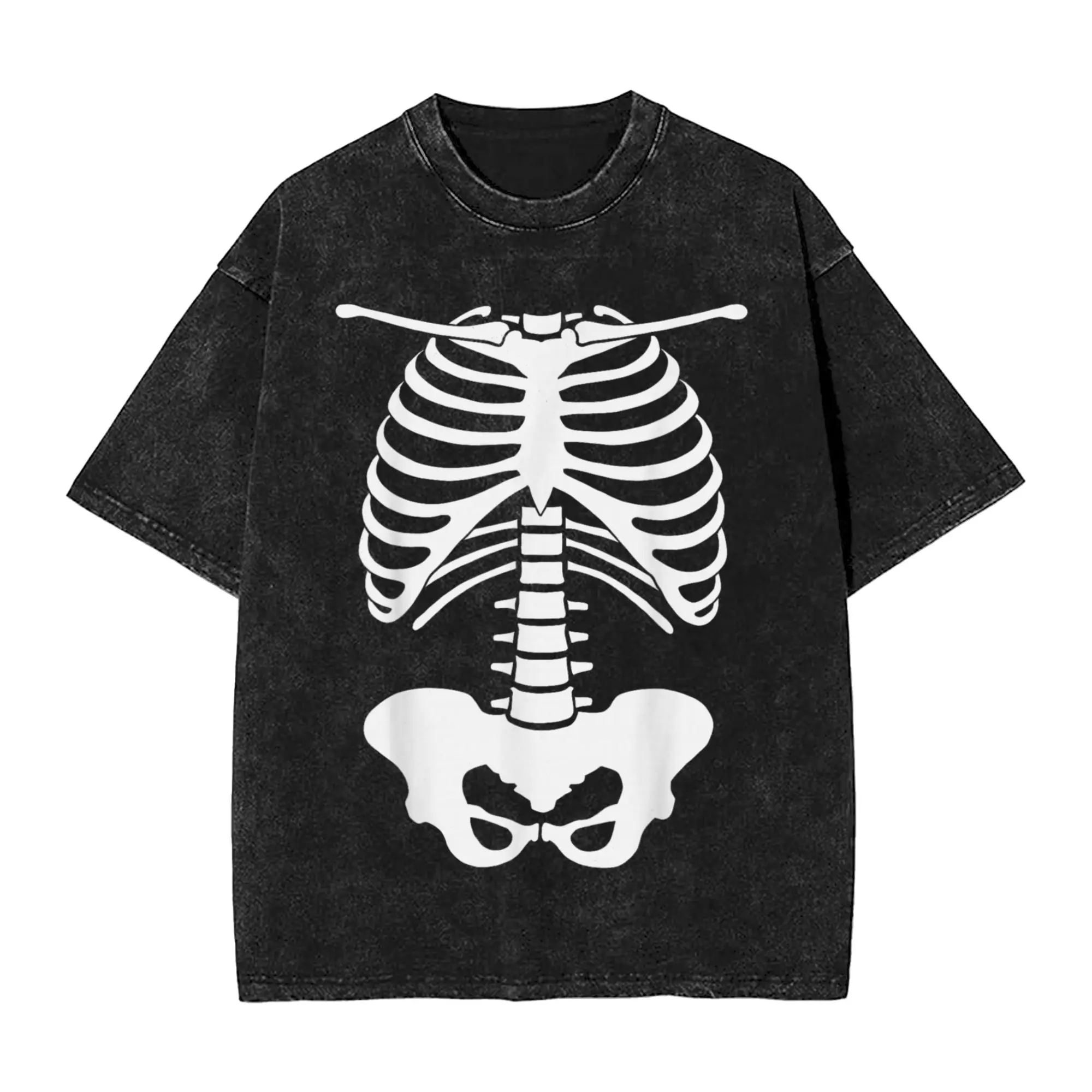 Skeleton Rib Cage Funny Lazy Halloween Skeleton T Shirt for Men Cotton T-Shirts Round Neck Tee Shirt Short Sleeve Clothing