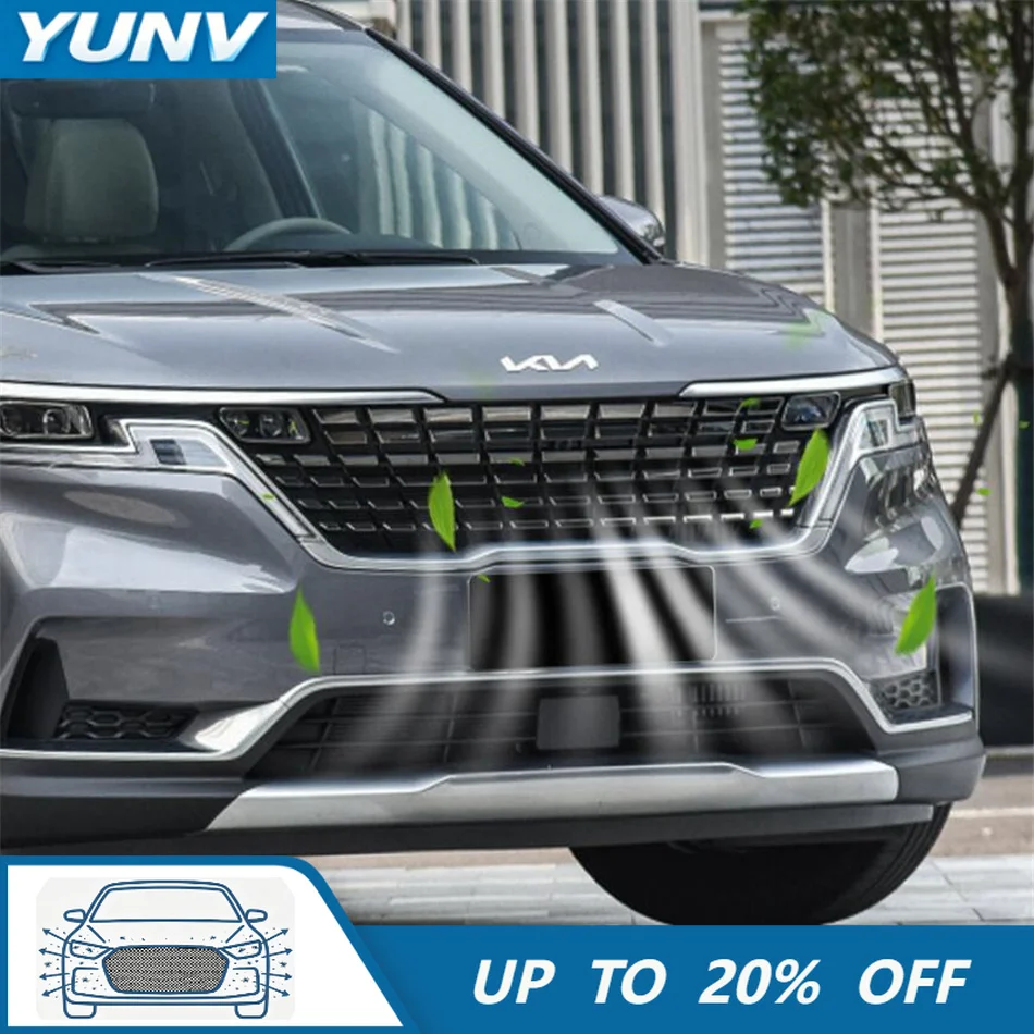 YUNV Front Grille for Kia Carnival KA4 2021-2024 Mesh Guard Exterior Front Bumper Mesh Guard Exterior Replacement Accessories In