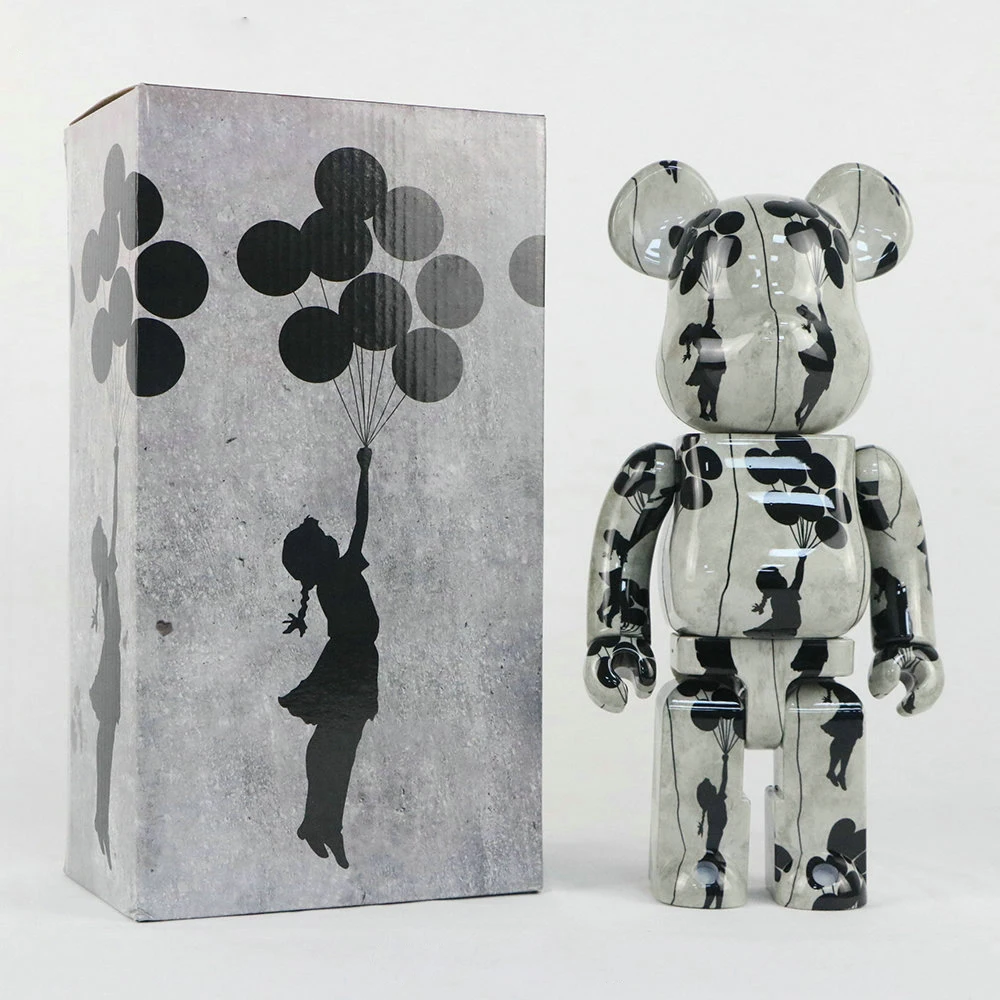 Bearbrick Banksy Balloon Girl Building Block Bear 400% 28cm Fashion Doll Violence Bear Doll Ornament Gifts For Valentine's Day