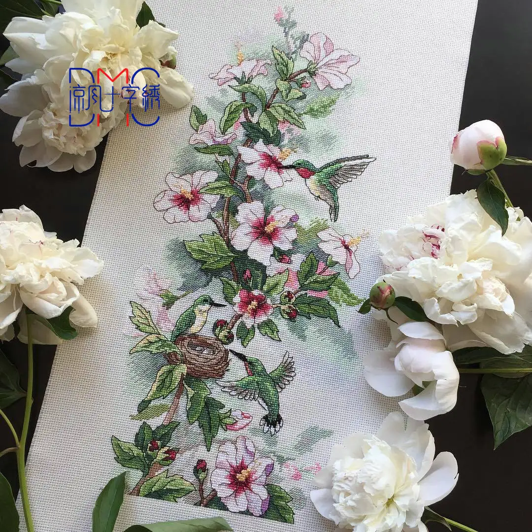 

Style Cross Stitch Kit Bird And Flower Decorative Home Fabric European Style Bedroom Living Room Cotton White Color