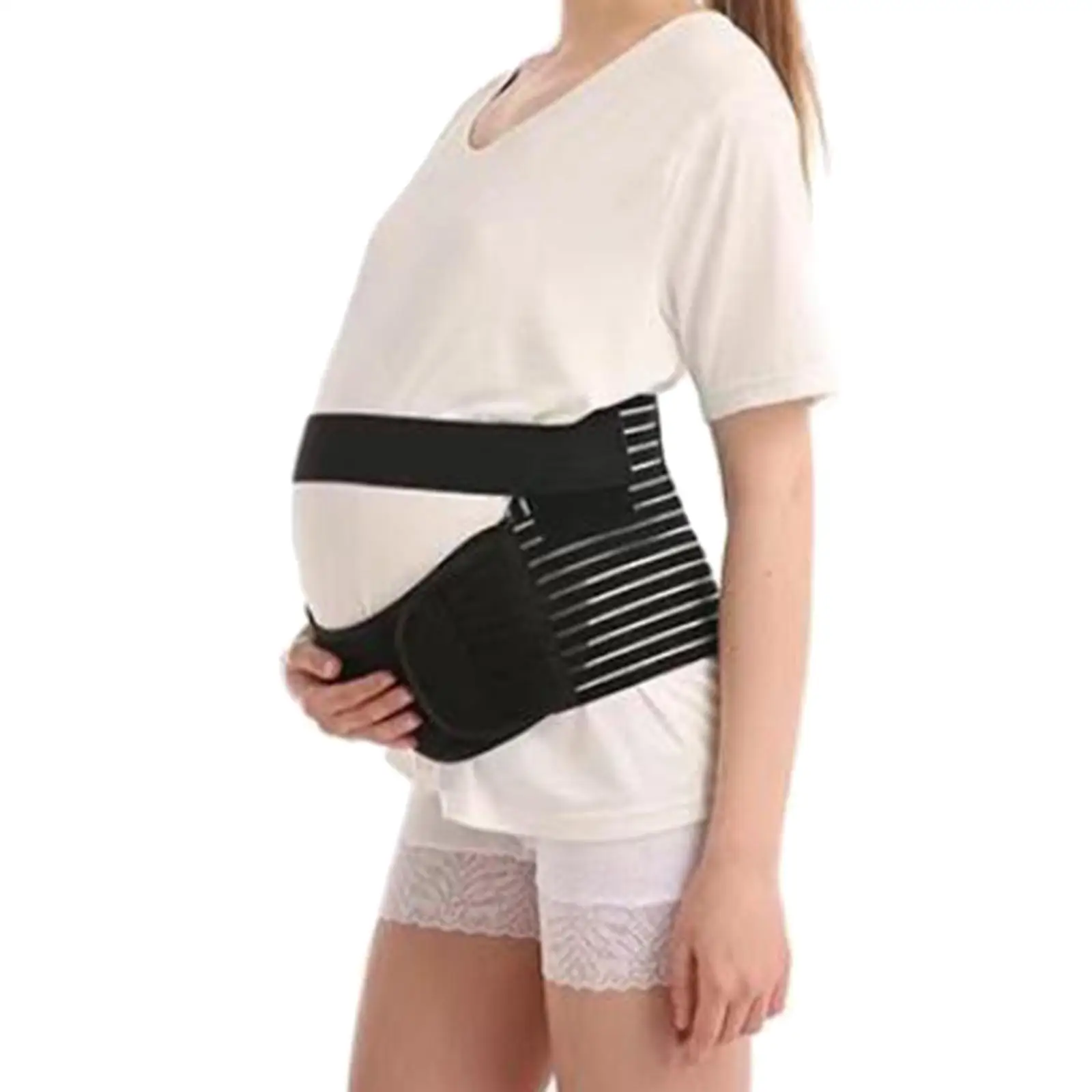 

3 in 1 Pregnancy Band Waist Back Abdomen Belly Band Black for Pregnant Women