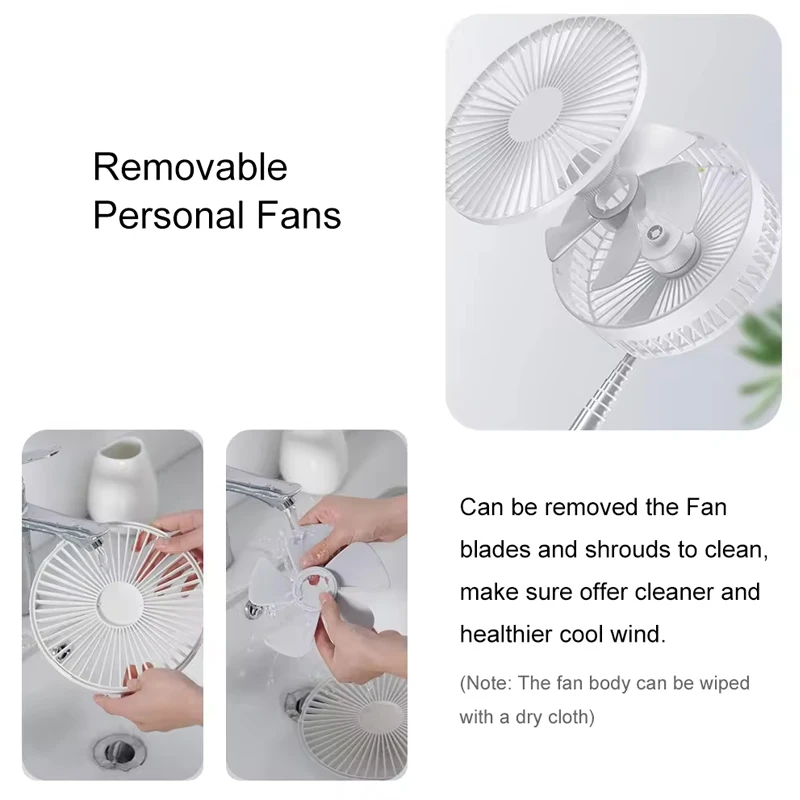 Portable Fan Rechargeable Mini Folding Telescopic Floor Low Noise Summer Fan Cooling For Household Bedroom Office Deskto image 5