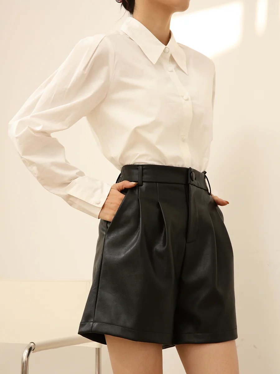 

Оригинальный дизайн, женские кожаные брюки с высокой талией, свободные, широкие, модные, весенние, новые, повседневные