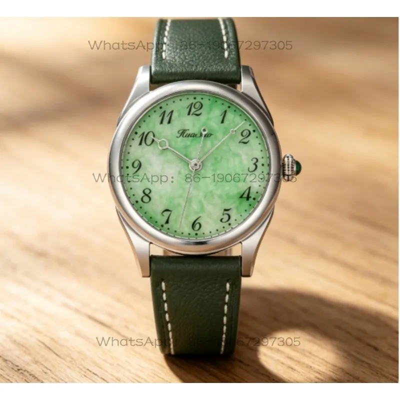 

Da Qin Wang Jian HUASUO Huasuo Natural Jade Face Watch Cuiyun Fenghua Wrist Treasure Men's Watch SW200 Movement